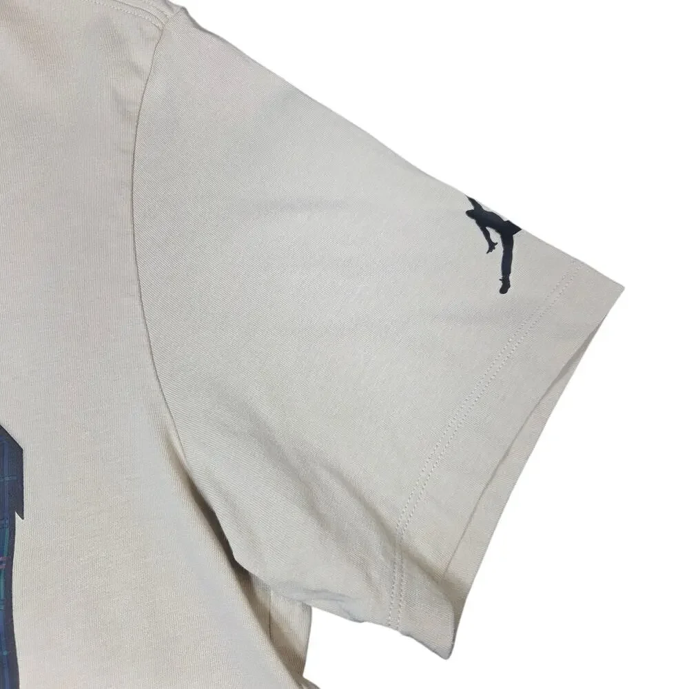 Nike Air Jordan Essentials Holiday Men's‎ T-Shirt Rattan Beige Spellout Large